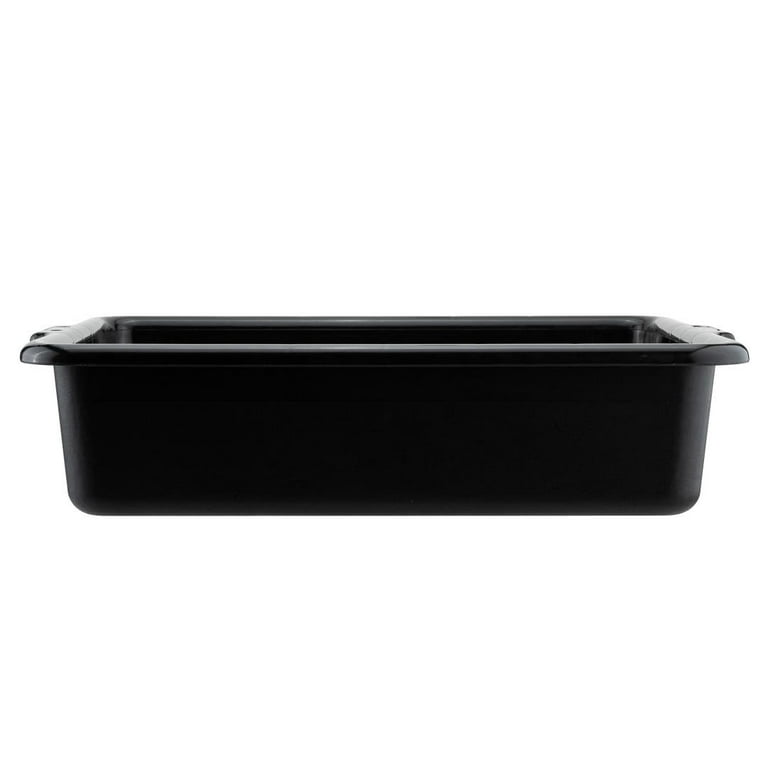 RW Clean 22 inch x 15.7 inch Bus Tub, 1 Deep Bus Box - with Handles, Warp-Resistant, Black Plastic Restaurant Tub, Heavy-Duty, for Kitchen Organizatio RWT0471