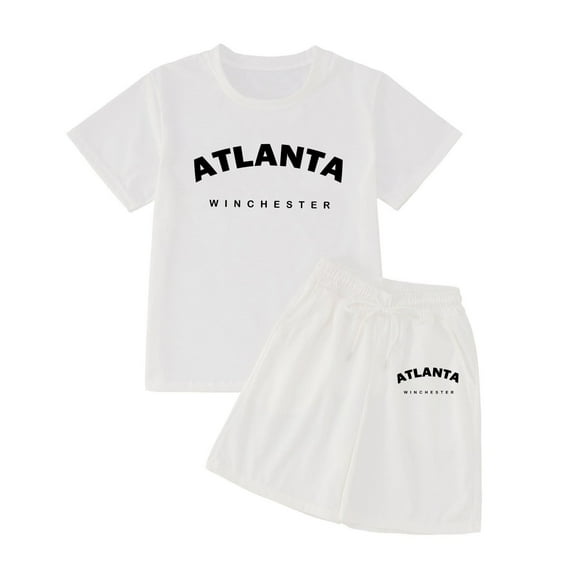 Aocisk Girls Casual Set Summer 2 Piece Casual Short Sleeve T Shirt and Shorts Comfy Playwear Soft Breathable Fabric White 7-8 Years