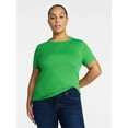 thumbnail image 2 of Time and Tru Women's Ribbed Tee with Short Sleeves, Sizes XS-XXXL, 2 of 6