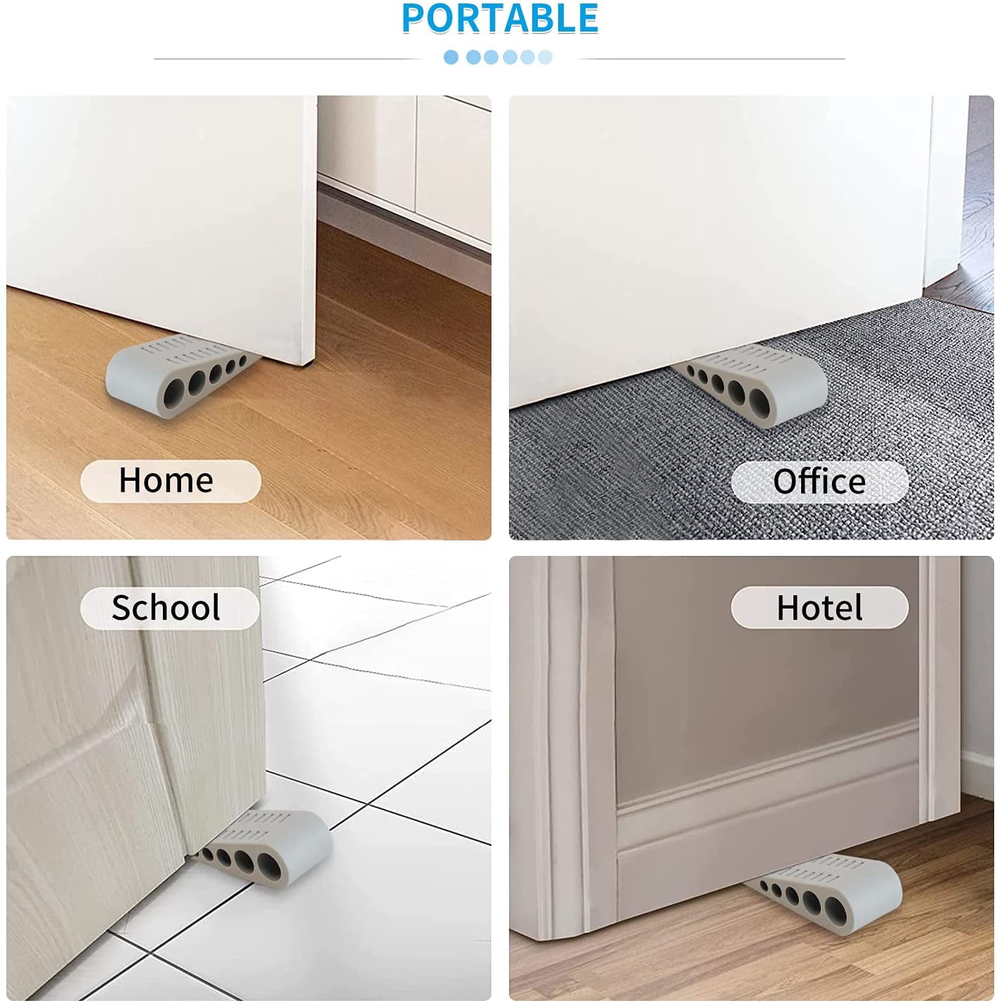 Door Stoppers for Bottom of Door - 12 Pack Rubber Security Wedge Stackable Heavy Duty Door Stop with Holder for Home Office Classroom on Carpet, Concrete, Linoleum & Wood House Warming Gifts New Home