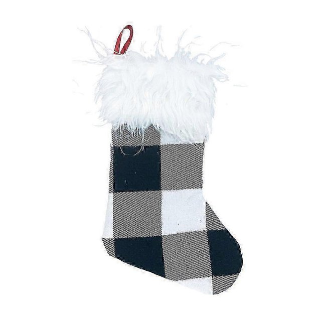 Christmas Tree Ornaments Small Gingham Plush Stocking Sock Gift Bags Pendant ws