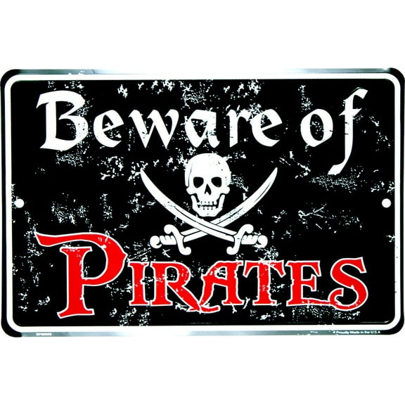 Hangtime Beware of Pirates 8x12 sign