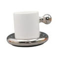 thumbnail image 4 of Juego de platillo de taza , taza de té de 300 ml, tazas de cerámica divertida y novedosa, taza de café para café en casa de café espresso Café plateado, 4 of 8