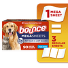Bounce Dryer Sheets, Pet Hair and Lint Guard, Fresh Scent, 90 Mega Dryer Sheets
