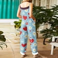 thumbnail image 4 of Valentine's Day Womens Overalls Cute Heart Pattern Printed Wide Leg Rompers Valentine Adjustable Straps Overalls Pants, 4 of 4