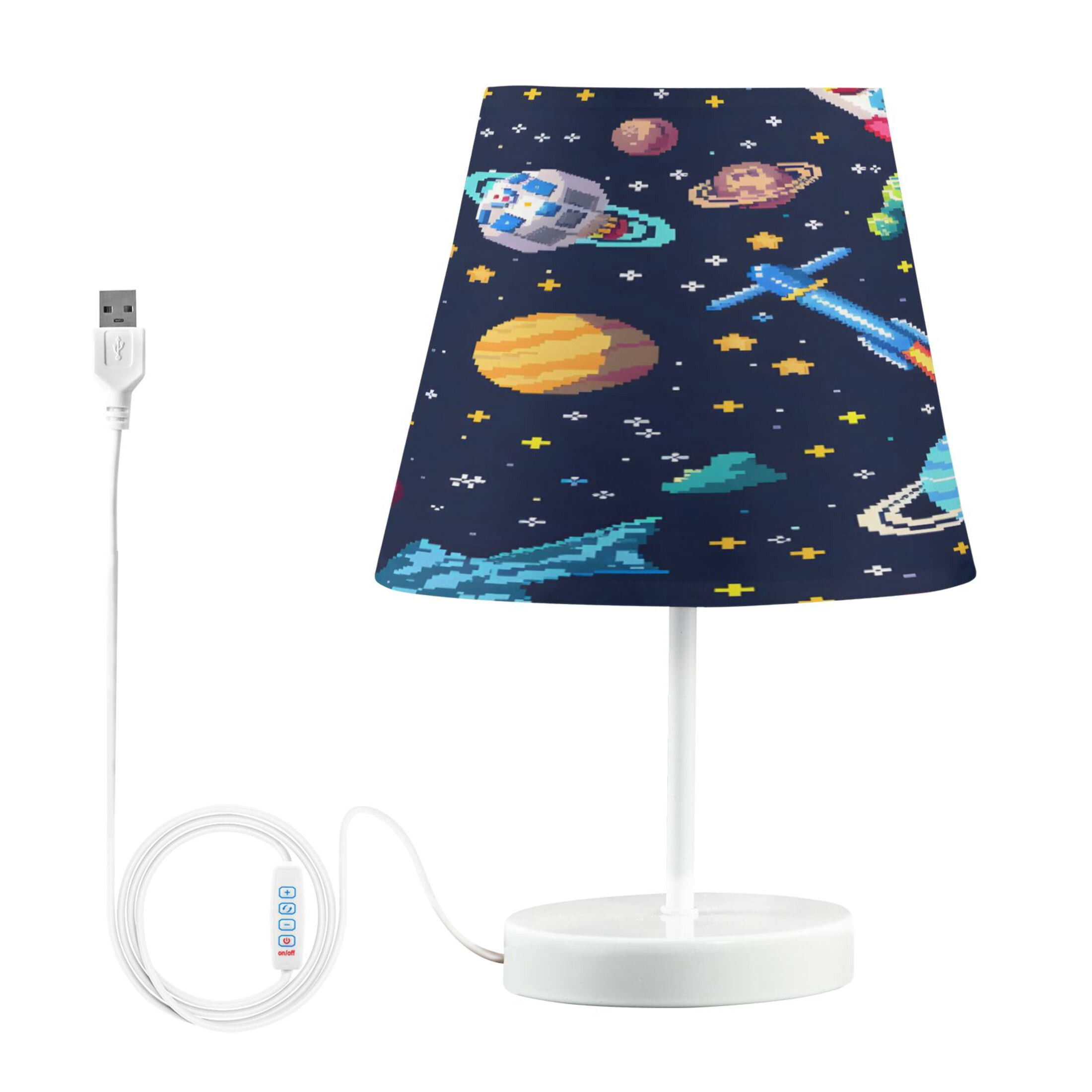 Space Stars Planet Rocket Desk Lamp LED Table Nightstand Lamps with 3 Color Temperatures for Home Bedroom Living Room Decor 6x11
