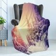 thumbnail image 4 of Winter Soft Flannel Fleece Throw Blanket, Dramatic Wintry Scene Idyllic Landscape with Rising Sun Natural Park Retro Effect, Cozy Plush for Indoor and Outdoor Use, 70" x 90", Multicolor, by Ambesonne, 4 of 5