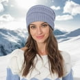 thumbnail image 4 of Gorro de mujer de invierno de punto con forro de satén Gorro cálido de lavado suave de seda suelta, 4 of 5