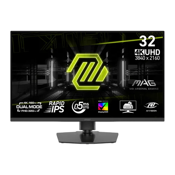 MSI 31.5" 3840 x 2160 (UHD) 160Hz UHD / 320Hz FHD 0.5ms (GTG) Rapid IPS Gaming Monitor Height adjustable (MAG 322URDF E16)