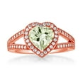 thumbnail image 2 of Gem Stone King 18K Rose Gold Plated Silver Ring Heart Shape Prasiolite and Moissanite (2.04 Cttw) (Size 8), 2 of 4