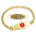 thumbnail image 1 of MedicEngraved Yellow Gold Stainless Steel Custom Medical Alert Bracelet - 5mm Oval Link, 1 of 7