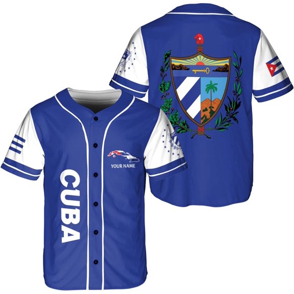 Personalized Cuba Baseball Shirt, Cuban Flag Jersey for Men and Women (S)