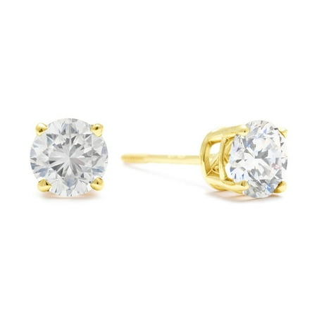 1 Carat Diamond Stud Earrings In 14 Karat Yellow Gold