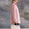 thumbnail image 5 of Admvng Women's Zip Up Coat Stand Collar Button Pocket Warm Fall Winter Mid-Length Teddy Jacket, 5 of 6
