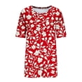 thumbnail image 7 of YOIAVAIOY Women Plus Size Tops Floral Print Casual 3/4 Length Sleeve Comfort Loose Baggy Graphic Cute Tunic Tees Red S, 7 of 7