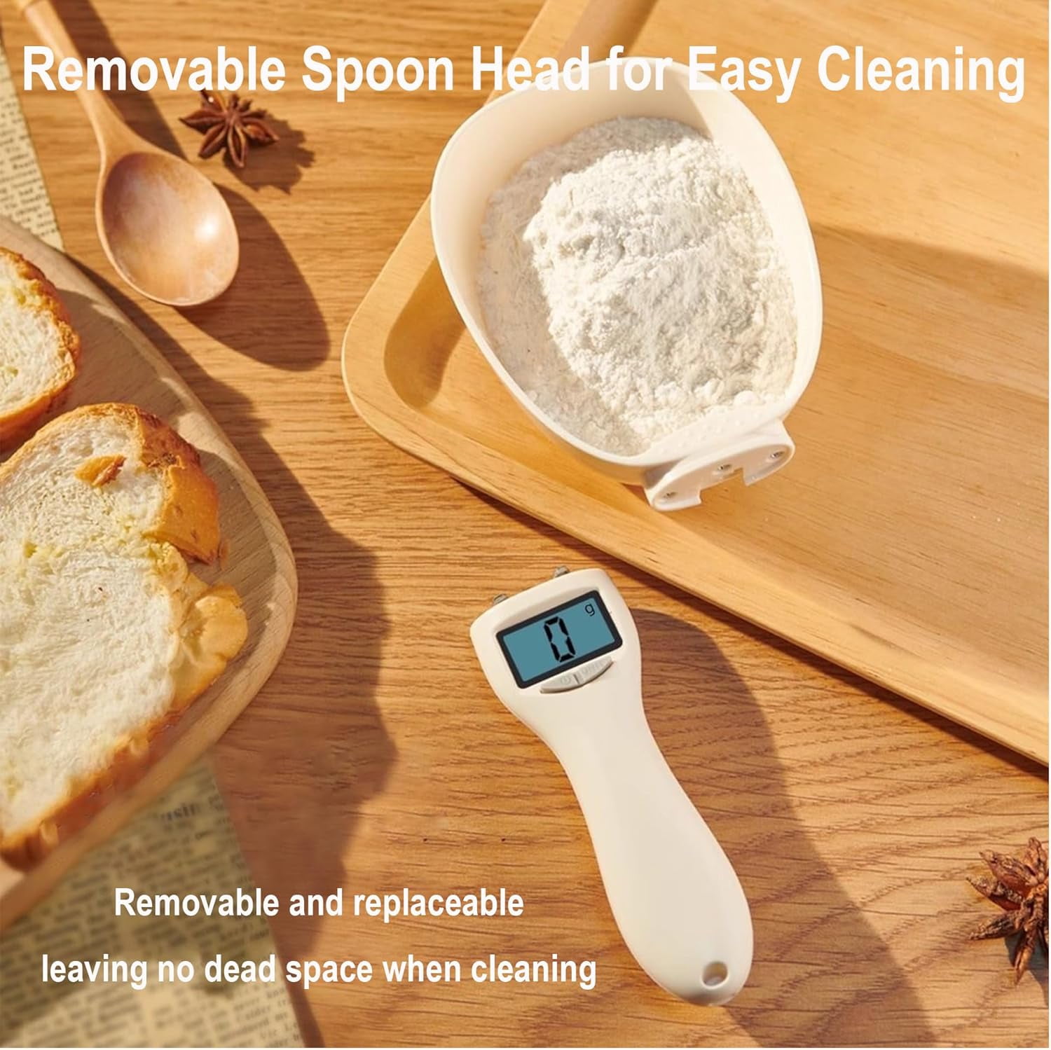 Electronic Measuring Spoon with Conversion, Digital Smart Detachable Spoon with LCD Display for Kitchen, Baking, Coffee & Pet Food