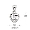 thumbnail image 2 of Ioka - 14K White Gold 15 Years Quinceanera Heart Charm Pendant For Necklace or Chain, 2 of 4