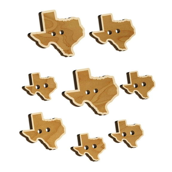 Texas State Silhouette Wood Buttons for Crochet Knitting Sewing DIY Craft - 1.00 Inch Medium (7pcs)