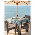 thumbnail image 4 of Square Outdoor Tablecloth with Umbrella Hole Ocean Turtle Outside Table Cloth Waterproof Patio Table Cover Coastal Nautical Coral Starfish Blue Zipper Tablecloths for Picnic Party Camping 60x60 Inch, 4 of 8