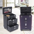 thumbnail image 2 of Aiqidi Rolling Cosmetic Trolley Professional Makeup Case Storage Salon Barber Case Nail Polish Organizer w/ 4 Wheels(Black), 2 of 12