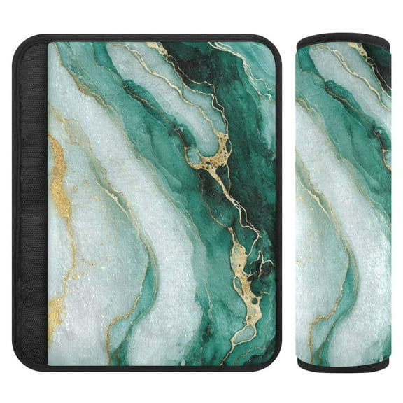 WOBOGO Green Gilt Pattern Seat Belt Cover 2 Piece Soft Comfort Driving Shoulder Pad Suitable for All Cars and Backpacks