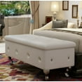 thumbnail image 1 of 37.4 Inch Storage Bench, PU Upholstered Flip Top Bed End Bench Chair Seat with Safety Hinge and Metal Legs, Button Tufted Storage Ottoman for Entryway Living Room Bedroom, White, 1 of 6