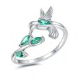 thumbnail image 1 of Anillo ajustable con forma de colibrí de plata 925 galvanizada en rodio, 1 of 1
