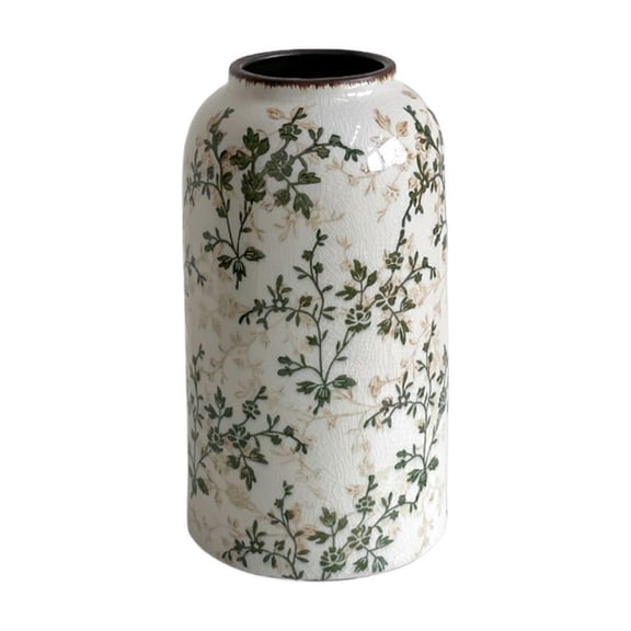 Retro Ceramic Vase Tall Cylinder for Living Room Hydroponic Flower Arrangement Home Decor