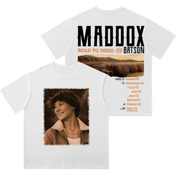 Maddox Batson Road To Indio Tour Vintage Wash T-Shirts Unisex Fashion Streetwear Short Sleeve Tee