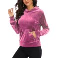 thumbnail image 2 of SAYFUT Womens Long Sleeve Zip-up Velour Tracksuit Sports Hoodie Sweatshirts Ultra Soft Velour Yoga Running Activewear with Pockets,Pink/Purple, 2 of 6