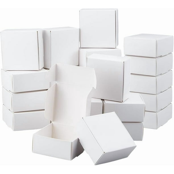 80 cajas pequeñas de cartón de 2,6 x 2,6 x 1,2 pulgadas, cuadradas, para joyería, tipo Kraft, para envíos, cajas de cartón corrugado, cajas de regalo de cartón blanco.