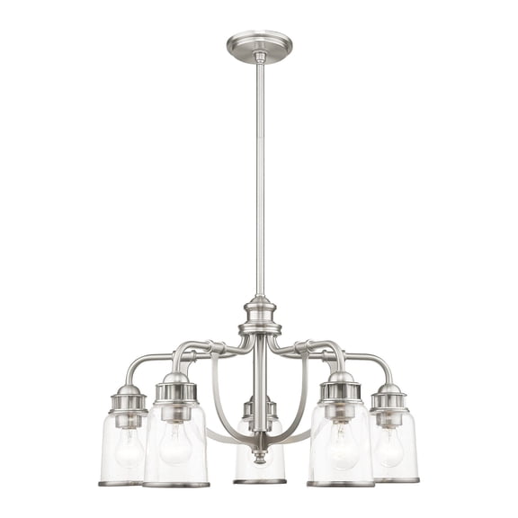 Livex Lighting Lawrenceville 5 Light Dinette Chandelier in Brushed Nickel
