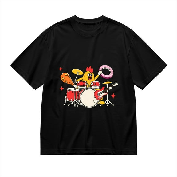 Black T Shirts for Men, Chicken Band, Graphic Mens Graphic Tees, 24936679,S