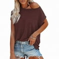 thumbnail image 2 of tarylea Tops for Women Trendy Scoop Neck Short Sleeve T-Shirts Solid Color Loose Tees with Pockets Casual Summer Basic Comfy Tops, 2 of 6