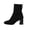 13#Black, variant on Women Square Toe Fly Knit Sock Mid Calf Boots Stretch Ribbed Slip On Chunky Block Heel Fashion Ankle Booties