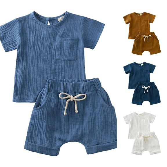 VOUZZA Kids 2 Piece Shorts Set Short Sleeve T Shirt and Shorts Boys Summer Clothes Toddler Kids Outfit Boys Summer Outfit