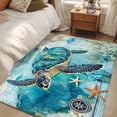 thumbnail image 4 of Turquoise Turtle Runner Rug 2.7x5 FT, Non Slip Entryway Carpet, Farmhouse Coastal Starfish Seaweeds Washable Soft Floor Carpet Entrance Mat Non-Shedding Throw Rug for Hallway Laundry Room Bedside, 4 of 9