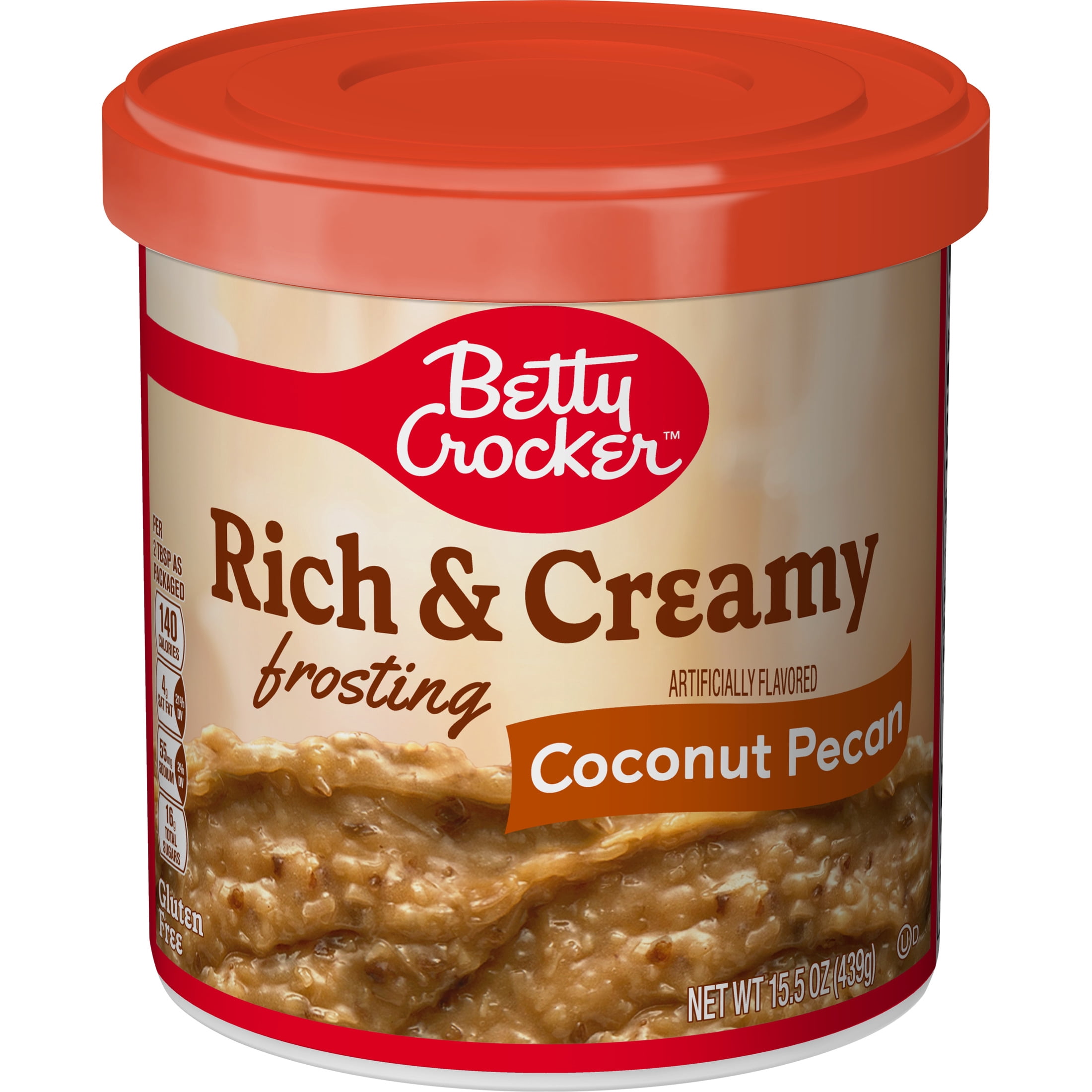 (2 pack) Betty Crocker Rich and Creamy Coconut Pecan Frosting, Gluten Free, 15.5 oz