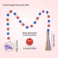 thumbnail image 2 of Wood Bead Garland with Rustic Tassels, Farmhouse Wall Hanging Prayer Beads Patriotic American Independence Day 4th of July Ornaments for Home Decor, 2 of 7