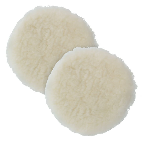 2 Pack of 7" Natural 100% Wool 1" Pile Grip Buffing & Polishing Pad Hook & Loop