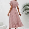 thumbnail image 5 of Vestido de Manga Corta para las Mujeres Corbata de Impresión Casual Cuello en V Irregular, Vestido de Verano para las Mujeres, 5 of 5