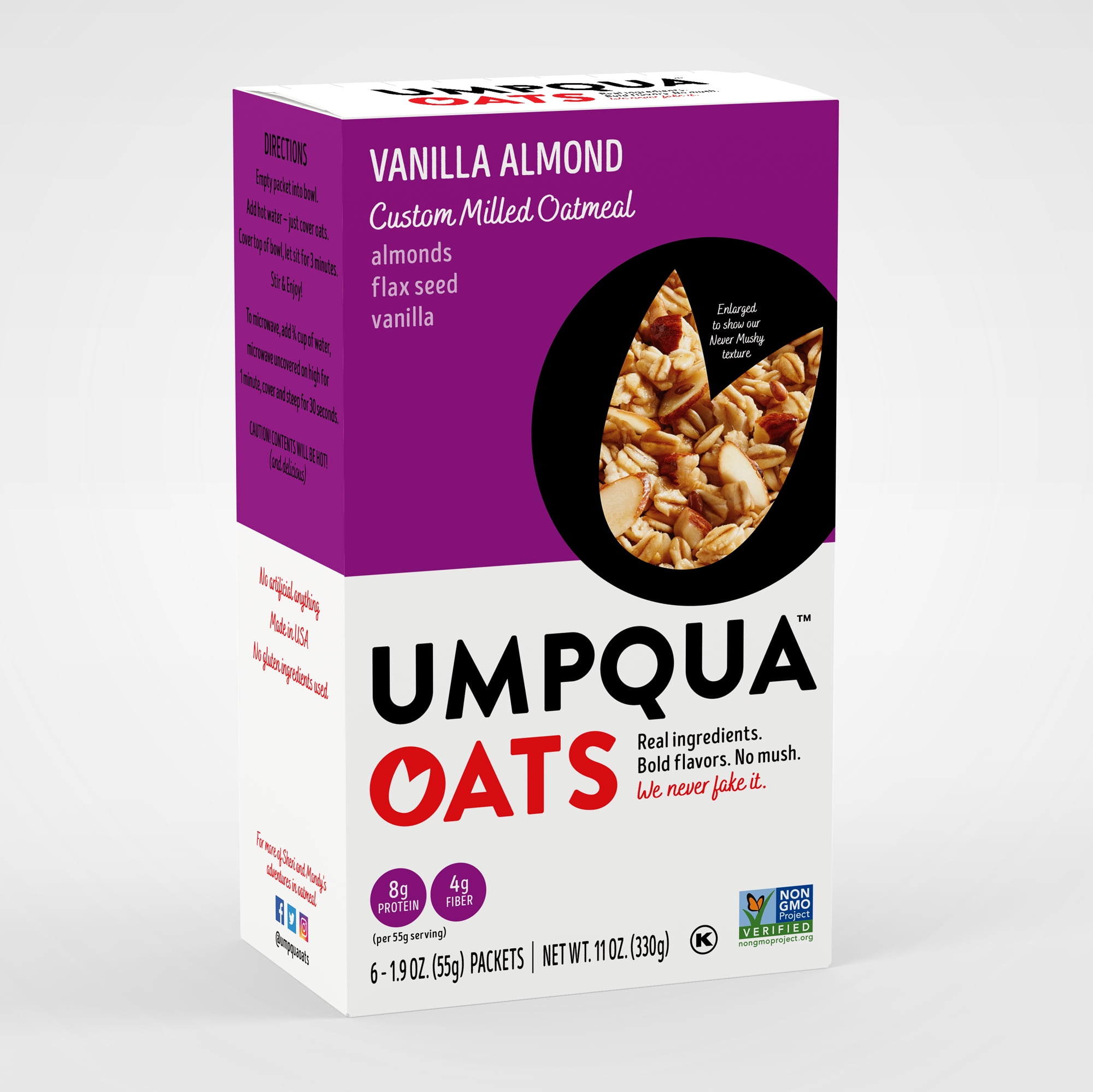 Umpqua Oats, Oatmeal Packets, Vanilla Almond, 1.9 oz, 6 Packets