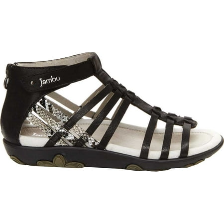 

Women s Jambu Bonsai Strappy Sandal Black Smooth Leather 9.5 M