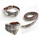 thumbnail image 1 of Juego de correa y collar para perros pequeños de cuero, pajarita a cuadros y pañuelo, lindo collar para perros, collares ajustables para mascotas con correa para caminar para perros pequeños, cachorr, 1 of 5
