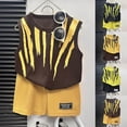 thumbnail image 5 of Qertyioot Mode Filles Hauts Décontractés à Manches Courtes Col Rond Bouton Ensembles de Pantalons Courts Imprimés Offres, 5 of 5