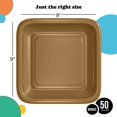 thumbnail image 2 of Exquisite Reflective Gold Square Paper Plates, 9", 50 Count, Heavy Duty 350 GSM, Disposable Party Plates, 2 of 6