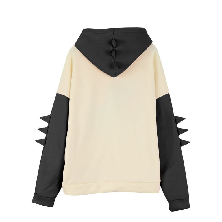 fartey Women Valentine s Day Hooded Sweatshirt Cute Dinosaur Hoodie Kawaii Pullover Cartoon Lovely Hoodies Casual Long Sleeve Splice Tops for Teens Girls Walmart