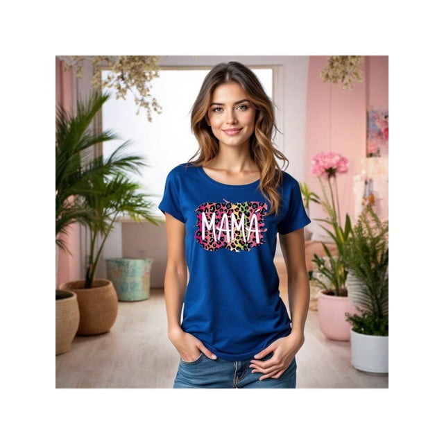 Playera Blusa Mama Mamá Fieramente Increíble – Estilo Animal Print con Actitud Color Azul Talla Grande Marca Emil SaEs