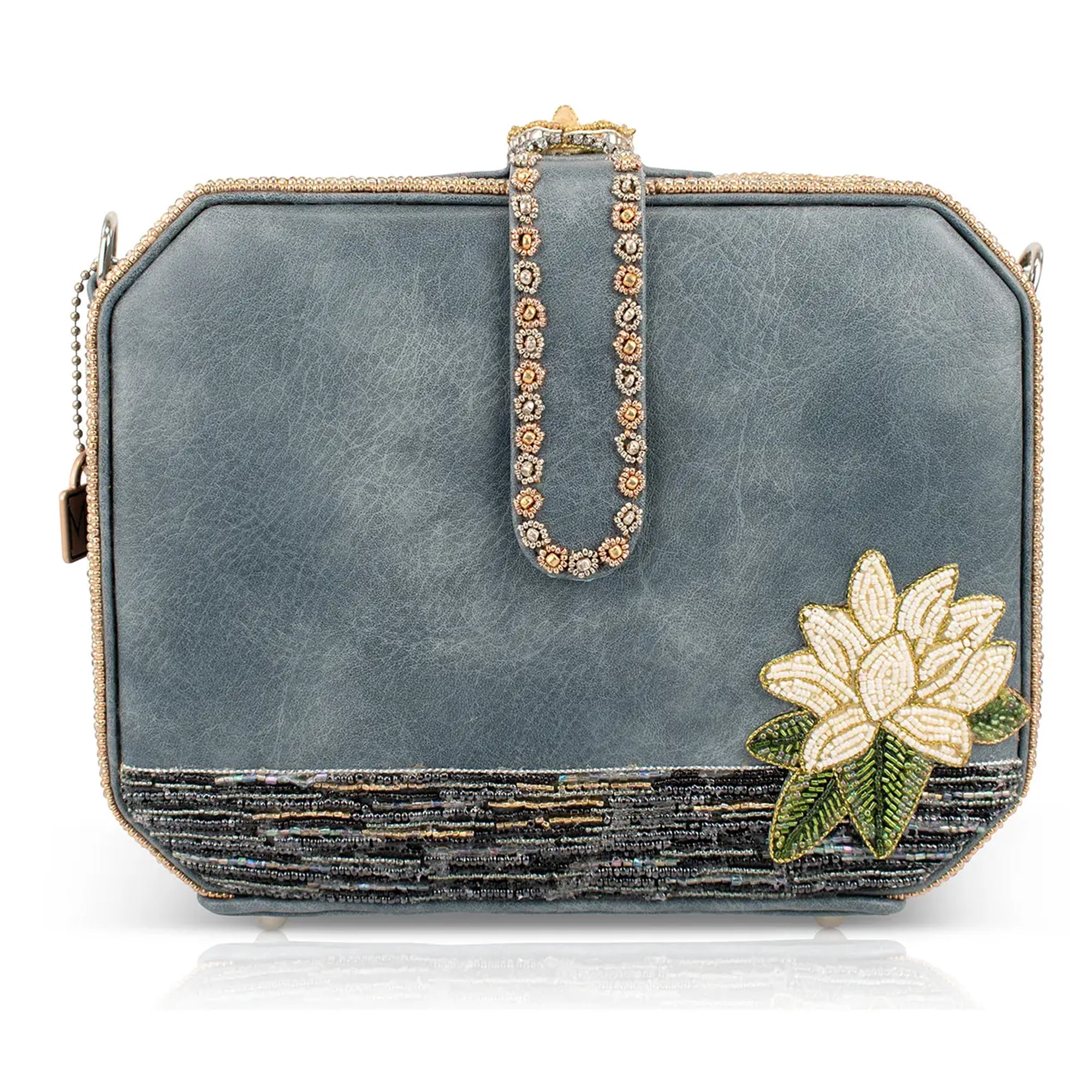 Mary Frances Swan Princess Swan Handbag Bag Flowers Bird Silver White Purse NEW