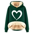 thumbnail image 3 of Yeaiivve Winter Hoodies for Women Winter Warm Fleece Sherpa Lined Hooded Sweatshirt Long Sleeve Thicken Thermal Pullover Tops Green M, 3 of 6